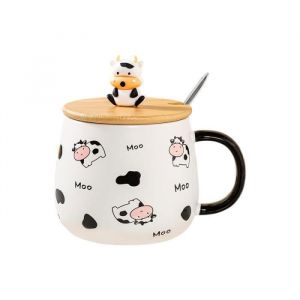 Tasse - Vache - 480 ML - Cramique - Avec cuillre - Soucoupe MUG