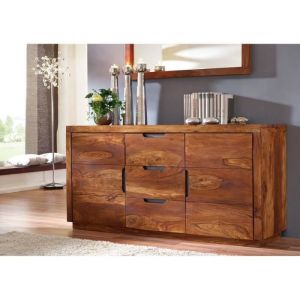 Buffet 150x45x75cm - Bois Sheesham/Palissandre laqué (Macadamia) - DUKE #125