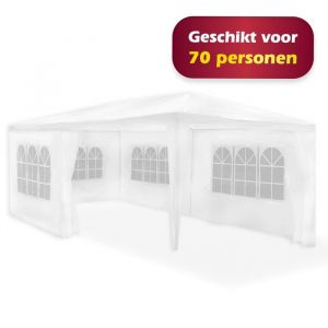Pavillon de jardin Lifetime Garden - Belvédère de Jardin avec 6 Parois Latérales - avec Fenêtres - 3 x 6 mètres - Blanc