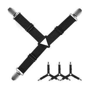 Sangle AntidéRapante pour Drap de Lit Attaches éLastiques RéGlables avec Clips en Fer Support de Drap pour Draps-Housses