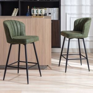 Wahson Tabouret de Bar Lot de 2 Chaise de Bar Moderne avec Dossier Tabouret Bar Chaise Haute Bar pour Cuisine Cuir PU Vert