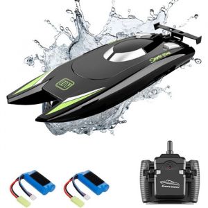 Bateau T&eacute;l&eacute;command&eacute; 2.4G Haute Vitesse 25Km/h &ndash; Yacht &Eacute;lectrique Enfant Et Adulte &ndash; Bateau RC &Eacute;tanche 7.4V 650mAh &ndash; Double Moteur