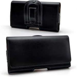Étui De Ceinture Pochette Téléphone Portable Holster Sacoche Telephone Horizontal Cuir Véritable Compatible Avec Iphone 16 15