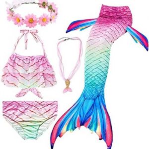 5429G 5pcs Queue de sirène Enfant Fille pour Nager Bikini Maillot de Bain sirène Queue Princesse Mermaid Tails Costume Contient