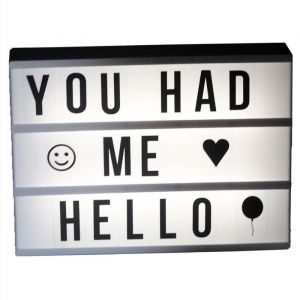 CONFO® Boite lumineuse cinéma Lampe lanterne décoration message personnalisés LED Boîte à lumière 96 lettres Décor Coloris Enseigne