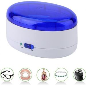 Nettoyeur &agrave; ultrason - OUTAD - Machine de nettoyage - 20 watts - 600 ml - Bleu et blanc