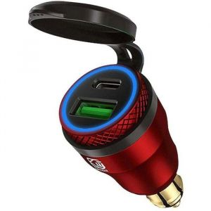Moto &eacute;tanche 12v 24v Qc3.0 Usb Type C Pd chargeur rapide adaptateur secteur Hella Din prise prise pour Ducati moto rouge 3