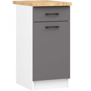 Meuble de cuisine bas OLIWIA - 40 x 82 x 46 cm - Blanc/Gris - 1 Porte 1 Tiroir - Armoire de plancher Modulaire Design Moderne