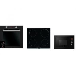 Pack encastrable BRANDT Four pyrolyse BXP5559B + Plaque induction BPI6464B + Micro onde BMG2112B