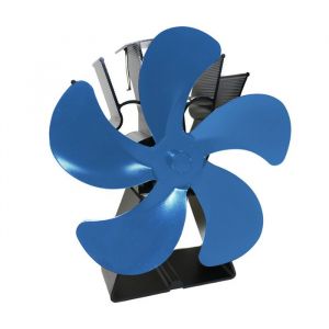 Ventilateur de po&ecirc;le &agrave; bois en alliage daluminium distribution de chaleur efficace Ventilateur de chemin&eacute;e &agrave; 5 pales bleu