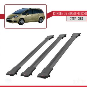 Compatible avec Citroen C4 Grand Picasso 2007-2013 Barres de Toit FLY Mod&egrave;le Railing Porte-Bagages de voiture 3 BARRAS NOIR