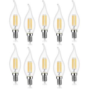Lot de 10 4W Ampoule de Filament LED E14 470LM Flamme Bougie 2700K Blanc Chaud Non-Dimmable Angle de Faisceau 360&deg;
