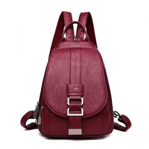 Sac à Dos Femme Cuir PU - Marque - Rouge - Etanche Antivol