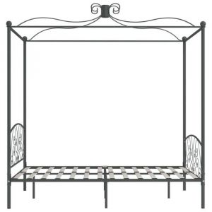 Cadre de lit à baldaquin/Lit Métal LEMON sans matelas gris métal 140x200 cm 444