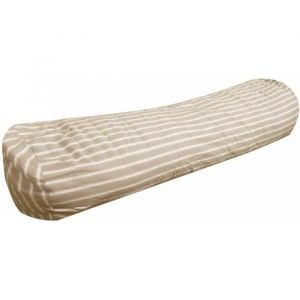 Traversin - MORTREUX - 140 cm - Coton rayé Beige et Blanc - 900 grs/m² - Toutes saisons