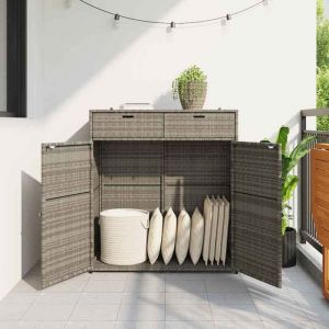 Promo printempsPlacard/Armoire Haute，CLARENCEMeuble de rangement de jardin - gris 105x55x113cm r&eacute;sine tress&eacute;e - M209856