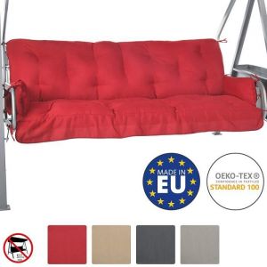 Beautissu Coussin balancelle Flair HS 180x50x8cm Rouge - coussin banquette + coussins accoudoirs pour balancelle