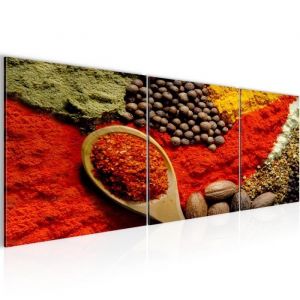 Runa art Tableau D&eacute;coration Murale Epices Cuisine 120x40 cm - 3 Panneaux Deco Toile Pr&ecirc;t &agrave; Accrocher 500433a