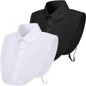 Faux Cols Détachables Faux Demi-Chemise - Femme - Noir+Blanc - Sans manches - Col chemise