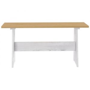 Table &agrave; manger avec banc en bois de pin - WIENS - Marron miel et blanc - 100x60x73 cm - Bois de pin massif