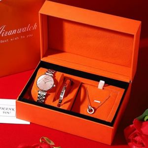 SHARPHY Coffret montre femme + collier + bracelets &ndash; bracelet en acier inoxydable rose cadeau de No&euml;l