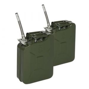 Jerrican bo&icirc;tes m&eacute;talliques - Lot de 2 - Capacit&eacute; 20L - 46.5 x 35.5 x 16cm - 3.2kg - Vert