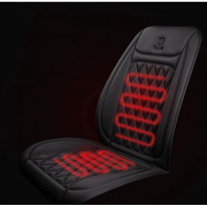 Coussin de siège auto chauffant - Noir - 12v-24v - 3 niveaux de chauffage - Antidérapant