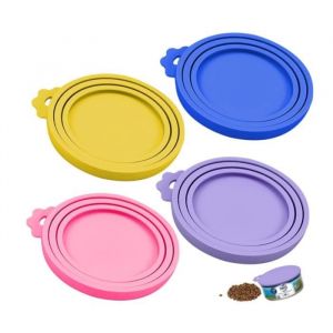 Couvercle Conserve 4 Pièces Couvercles Silicone de Conserve pour Chien Couvercle Boite Conserve Chat Universel Couvercle Silicone
