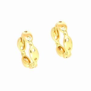 Boucles d&rsquo;Oreilles - Femme/Enfant - Cr&eacute;oles - Grain de Caf&eacute; - Plaqu&eacute; Or Jaune 750 /1000 - 3 Microns - 16 mm