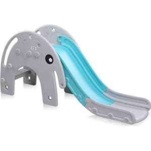 Toboggan pour enfants - Baby Vivo - &Eacute;l&eacute;phant - env. 163x42x75cm - Aire de jeux Jeu dExt&eacute;rieur et &agrave; l&rsquo;Int&eacute;rieur en Turquoise/Gris