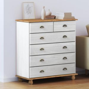 Bon PlanBuffet bas scandinave - Commode ASKIM Blanche 91x40x955 cm en Bois de Pin Massif - Aspect chic* 8813693