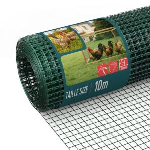 VOUNOT&reg; Grillage soud&eacute; plastifi&eacute; PVC rouleau 0.5x10m vert - Maille 13mm Fil 0.8mm - Treillis et cl&ocirc;ture m&eacute;tallique