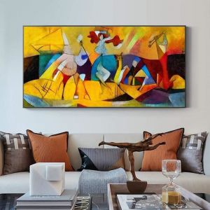 Art Mural sur Toile - Picasso - Abstrait Moderne - 70x140 cm - Décoration Intérieure - Noir et Or