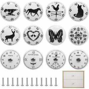 Bouton de Tiroir Ceramique Meuble Porcelaine Vintage Boutons de Meubles pour Placards de Cuisine Poign&eacute;e Darmoire de Cuisine