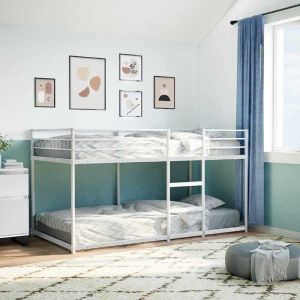 MGH Lit superposé double -  2 PLACE - Lit Mezzanine/Lit enfant - sans matelas - blanc 100x200 cm - acier LL236