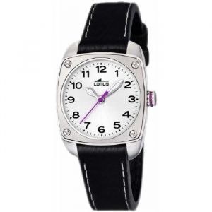 Montre femme - LOTUS - CADET 15735/E - Bracelet cuir noir - Quartz analogique - Bo&icirc;tier acier rond
