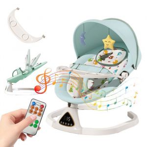 Balancelle B&eacute;b&eacute; &Eacute;lectrique  avec T&eacute;l&eacute;commande - Musique Bluetooth - Moustiquaire - Pour Enfant de 0 &agrave; 18 Mois