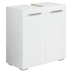 Meuble vasque Jupiter - Blanc - 600 x 300 x 600 mm - Meuble de salle de bain colonne armoire