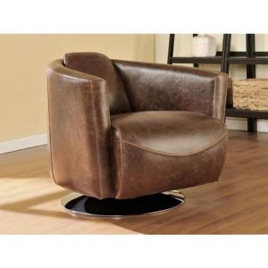 Fauteuil club en cuir vieilli - VENTE-UNIQUE - FLORENTIN - 1 place - Marron - Avec accoudoirs - Vintage