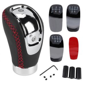 KAI Pommeau de Levier de Vitesse Universel de Voiture Balle &agrave; Main &agrave; Levier de Vitesses en Cuir pour Voiture(Rouge )