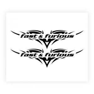 Autocollant - Fast & Furious - Sticker - Noir - 100 x 120 mm - Prédécoupé
