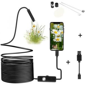 Endoscope industriel - Cam&eacute;ra endoscope &eacute;tanche IP67 55 mm pour t&eacute;l&eacute;phones et ordinateurs Android - 5 m