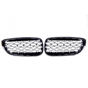 2 GRILLE DE CALANDRE NOIR BRILLANT SPOTS DIAMANT CHROME BMW SERIE 3 GT F34 2012 - 2018
