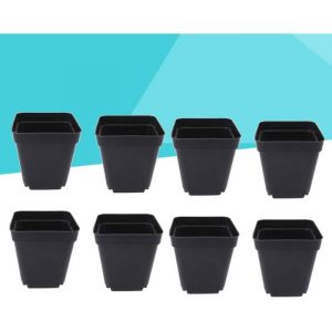 Godet pour Semis Noir 50Pcs - Carr&eacute; Pots de Plantes en Plastique-Petit Pot de Fleur Interieur Exterieur (Noir/ 6x6x6.5cm)