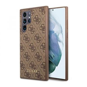 Coque de t&eacute;l&eacute;phone - Guess - Samsung Galaxy S23 Ultra - Marron - Protection contre chocs - Texture saffiano