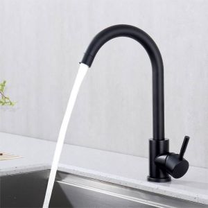 Mitigeur de Cuisine Noir Robinetterie de Cuisine 360&deg; Rotatif Robinet Mitigeur d&eacute;vier en Acier Inox Noir Mat