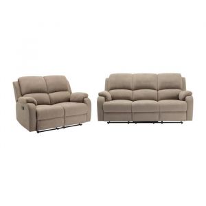 Canapé 3 places et 2 places relax en microfibre taupe BRODY