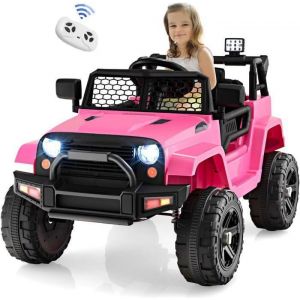 GOPLUS Quad Électrique Enfant 12V 3-8 Ans avec Télécommande 24G-Charge 30KG-Klaxon Musique-Vitesse 25-45KM/H Rose