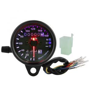 Garosa Compteur kilom&eacute;trique DC 12V Universel Moto LED R&eacute;tro-&Eacute;clairage Double Odom&egrave;tre Compteur De Vitesse auto compte-tours