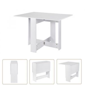 BLANC Table &agrave; Manger Pliable pour 2-4 personnes Willonin&reg; Console pliante pour petite espace Modulable et Gain de place